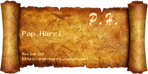 Pap Harri névjegykártya